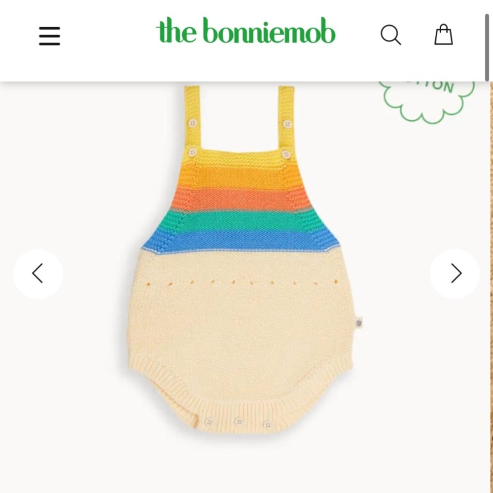 The bonniemob Bubble Rainbow stripe Knit Romper 3-6m